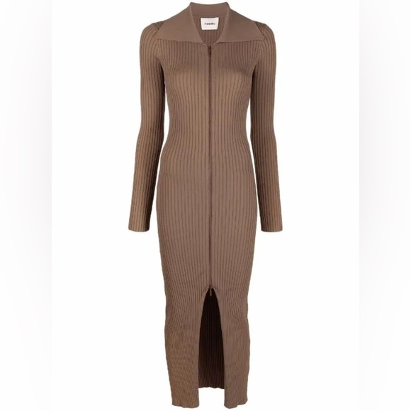 Nanushka ribbed-knit cotton zip-up dress